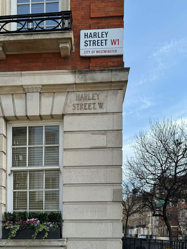 Harley Street W1 City of Westminster carved stone street sign